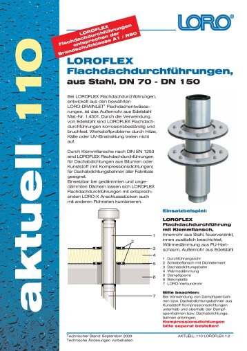 LOROFLEX Flachdachdurchführungen, aus Stahl, DN 70