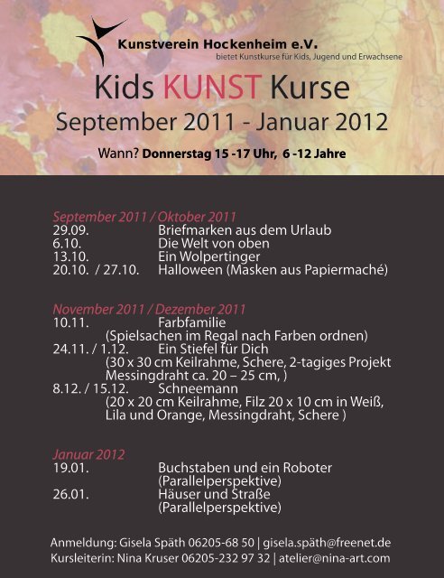 Kids KUNST Kurse - Kunstverein Hockenheim