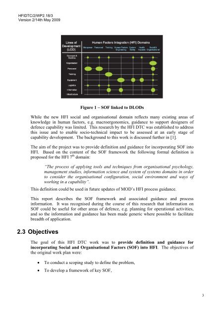 Developing the HFI Social & Organisational Domain: Final Report