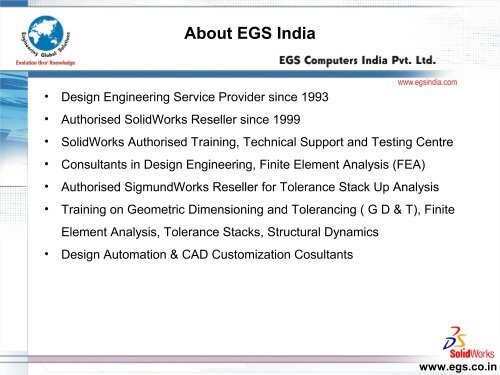 SolidWorks - Reseller Presentation from EGS India - Chennai, Trichy ...