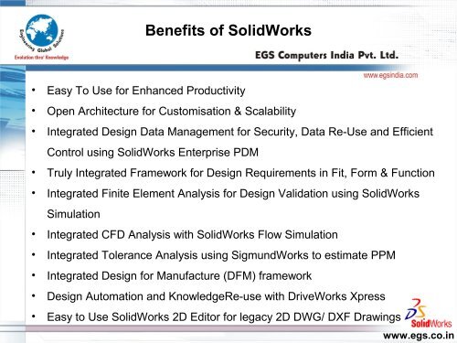 SolidWorks - Reseller Presentation from EGS India - Chennai, Trichy ...