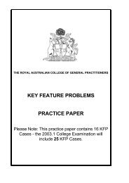 RACGP practice exam 2003 â 16 KFP cases and 20 AKT questions