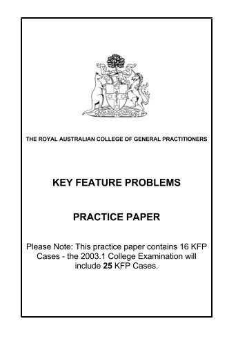 RACGP practice exam 2003 â 16 KFP cases and 20 AKT questions