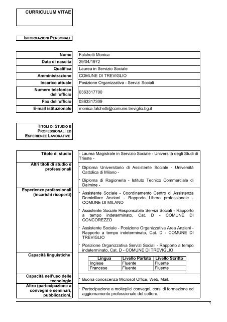 curriculum vitae - Comune di Treviglio