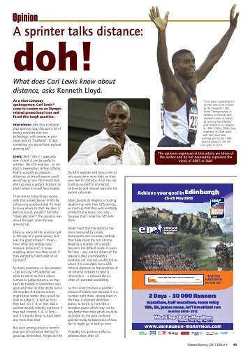 A sprinter talks distance â¦ doh! - Distance Running magazine