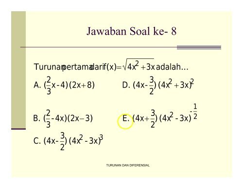 TURUNAN / DIFERENSIAL