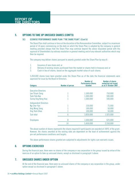 Ecowise Annual Report 2007 - ecoWise Holdings Limited