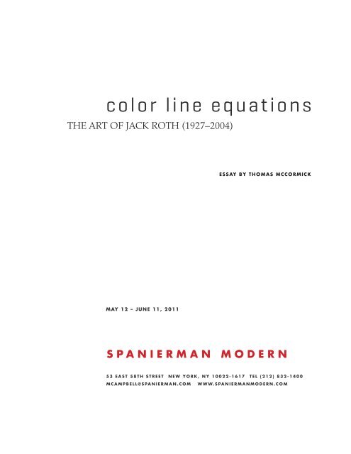 The Art of Jack Roth: Color Line Equations - Spanierman Modern