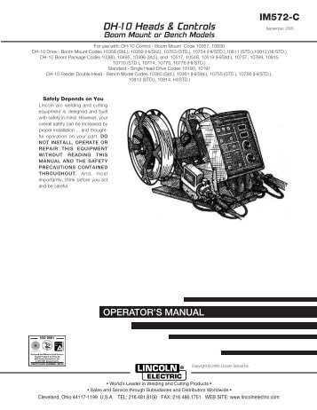 DH-10 Heads & Controls OPERATOR'S MANUAL ... - Lincoln Electric