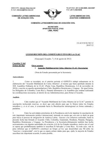 CLAC/CE/82-NE/12 - Comisión Latinoamericana de Aviación Civil ...