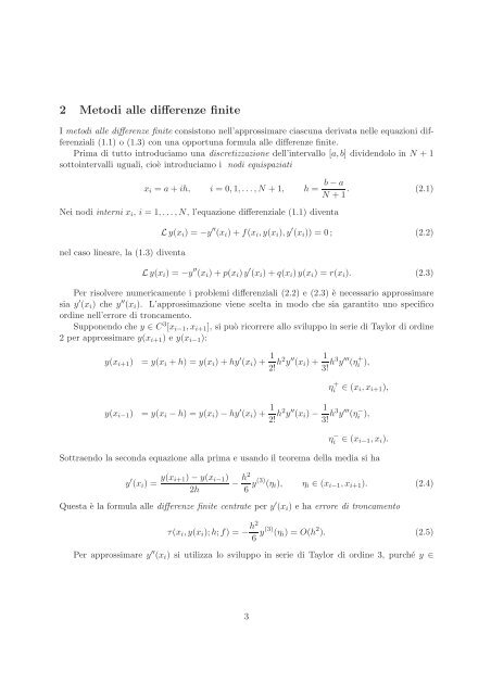 problemi ai limiti per equazioni differenziali ordinarie - Sezione di ...