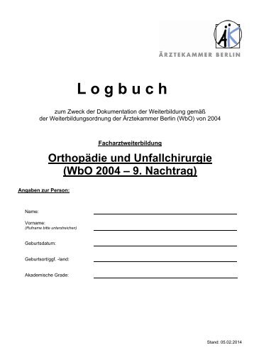 Logbuch FA OrthopÃ¤die und Unfallchirurgie [PDF] - Ãrztekammer ...