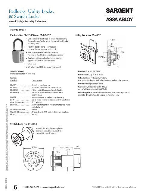 Keso F1 - Sargent Locks