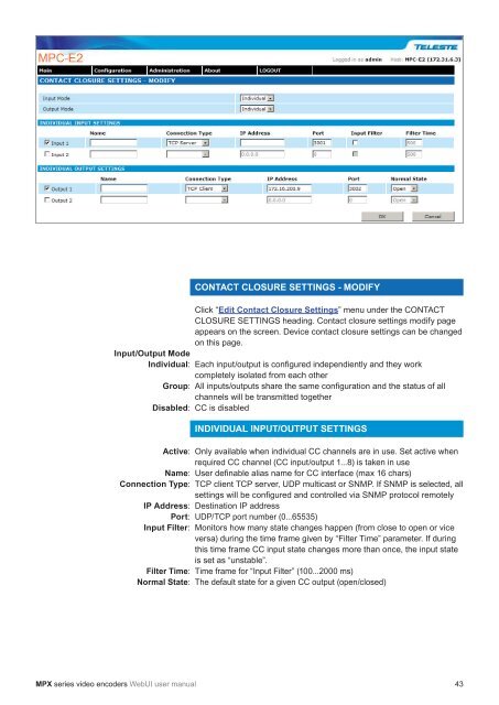 MPX Series Video Encoders Front Panel - Teleste