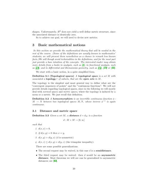Metrics of curves in shape optimization and analysis - Andrea Carlo ...