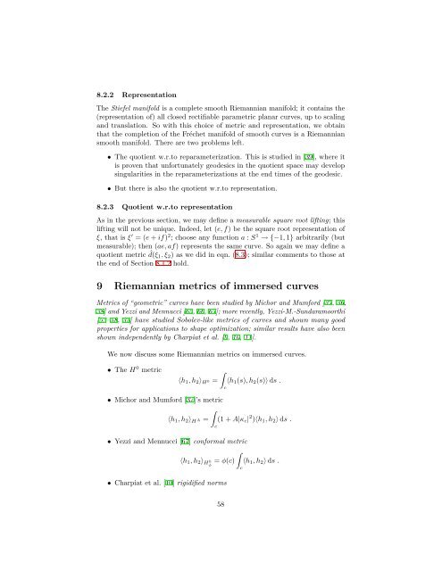Metrics of curves in shape optimization and analysis - Andrea Carlo ...