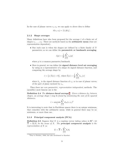 Metrics of curves in shape optimization and analysis - Andrea Carlo ...