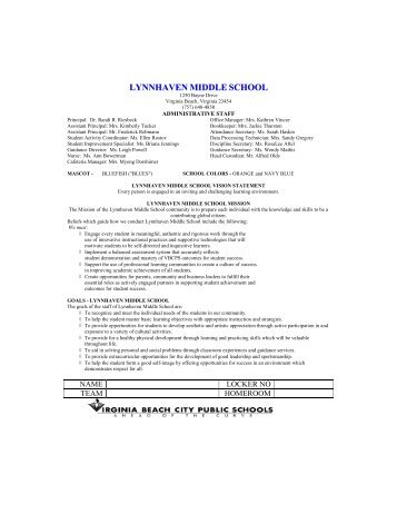 Student Handbook - Lynnhaven Middle School - Virginia Beach City ...