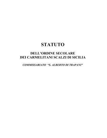 Statuto dell'Ordine Secolare dei Carmelitani Scalzi di Sicilia