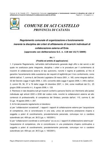 regolamento conferimento incarichi esterni - Comune di Aci Castello