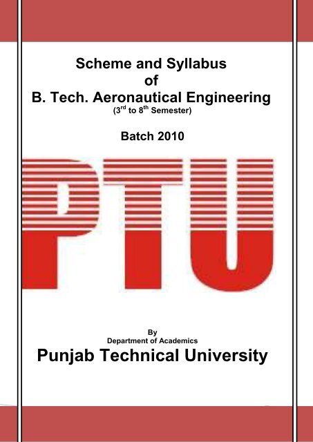 Scheme and Syllabus of B. Tech. Aeronautical Engineering - Ptu.ac.in