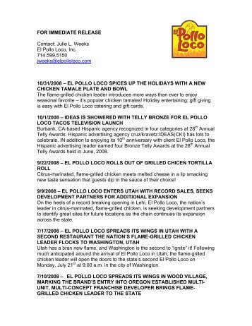 2008_Archive Press Releases - El Pollo Loco