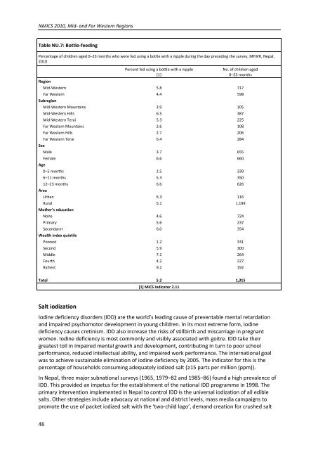 NMICS 2010 Report - Central Bureau of Statistics