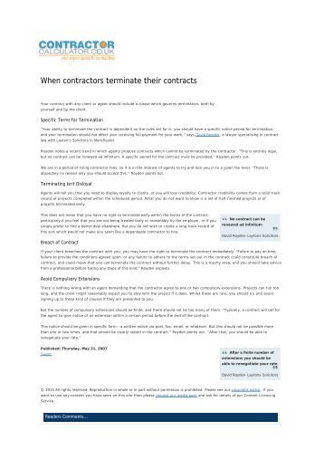 When contractors terminate their contracts - Contractor Calculator