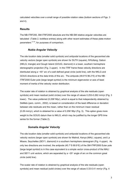 Recent motion of the African plates - Disaster Management Institute ...