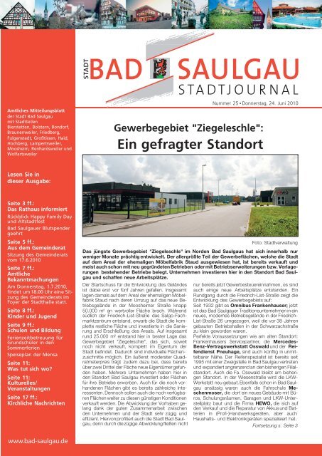 &quot;Ziegeleschle&quot;: Ein gefragter Standort - Stadt Bad Saulgau