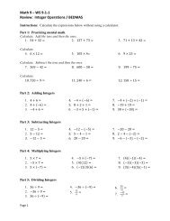 WS 9-1-1 Integers BEDMAS - AbbyNet