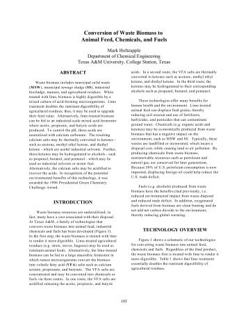 Conversion of Waste Biomass to Animal Feed, Chemicals, and Fuels