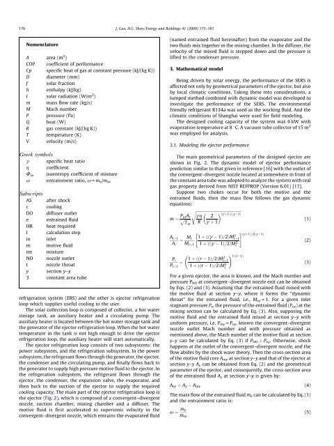 Modeling solar-driven ejector refrigeration system offering air ...