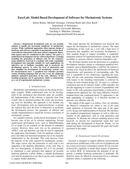 EasyLab: Model-Based Development of Software for Mechatronic ...