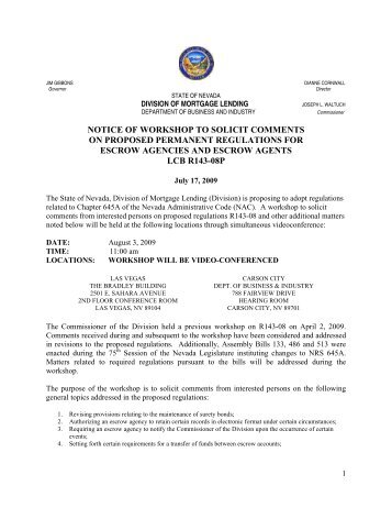 notice of workshop to solicit comments on proposed permanent ...