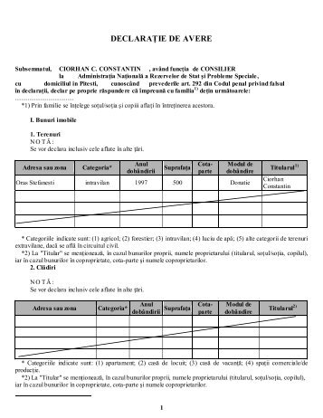 Ciorhan Constantin - AdministraÅ£ia NaÅ£ionalÄ a Rezervelor de Stat