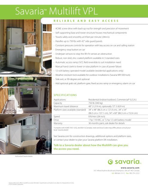 Savariaâ¢ Multilift VPL