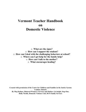 Vermont Teacher Handbook on Domestic Violence - Department for ...