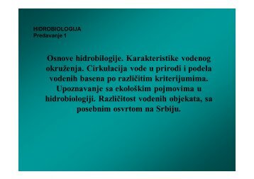 Hidrobiologija 1 - Raka Web