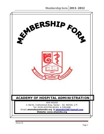 2011- 2012 - Academy of Hospital Administration