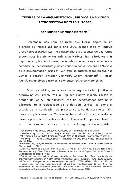 TeorÃ­as de la argumentaciÃ³n jurÃ­dica - Revista TelemÃ¡tica de ...