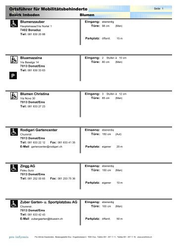 Ortsführer für Mobilitätsbehinderte - Pro Infirmis