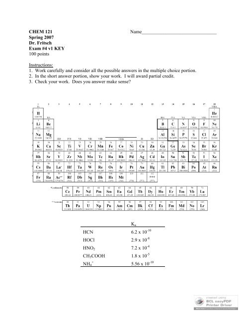 Exam #4 Key