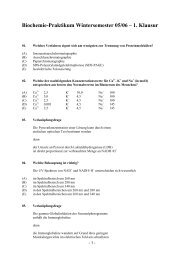 Biochemie-Praktikum Wintersemester 05/06 â 1. Klausur