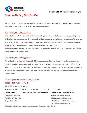 Steel with Cr.Mo.Cr-Mo - Steel plate & sheet