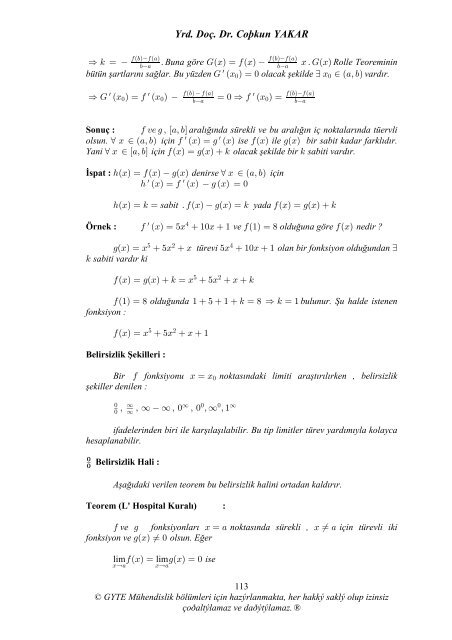 Math 101 Matematik I Dersnotlari TÃ¼rev.pdf