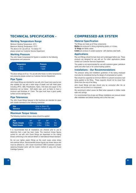 Compressed Air Systems Pneumatic Fittings LLDPE Tube