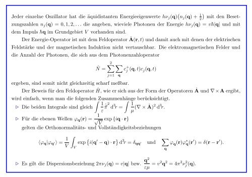 4.2 Quantisierung freier elektromagnetischer Felder