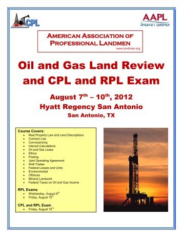 Oil and Gas Land Review and CPL and RPL Exam - American ...