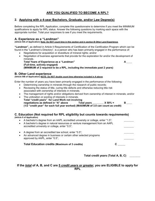 Oil and Gas Land Review and CPL and RPL Exam - American ...